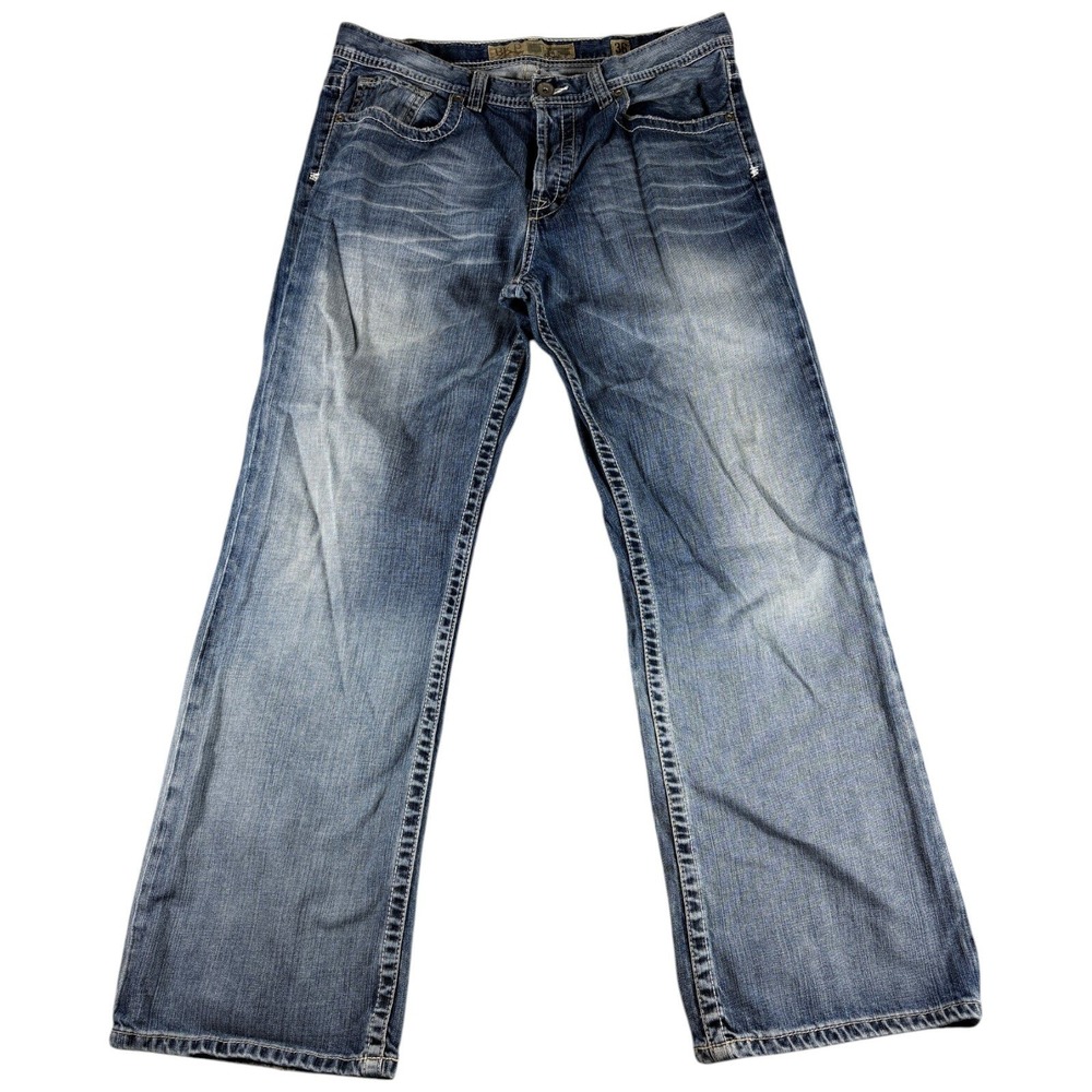 Buckle BKE Tyler Straight Leg Jeans Mens 36x32 Blue Denim Light Wash Cotton